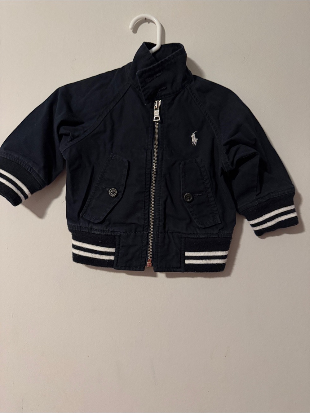 Ralph Lauren Navy and White Stripe Boys' Bomber Jacket